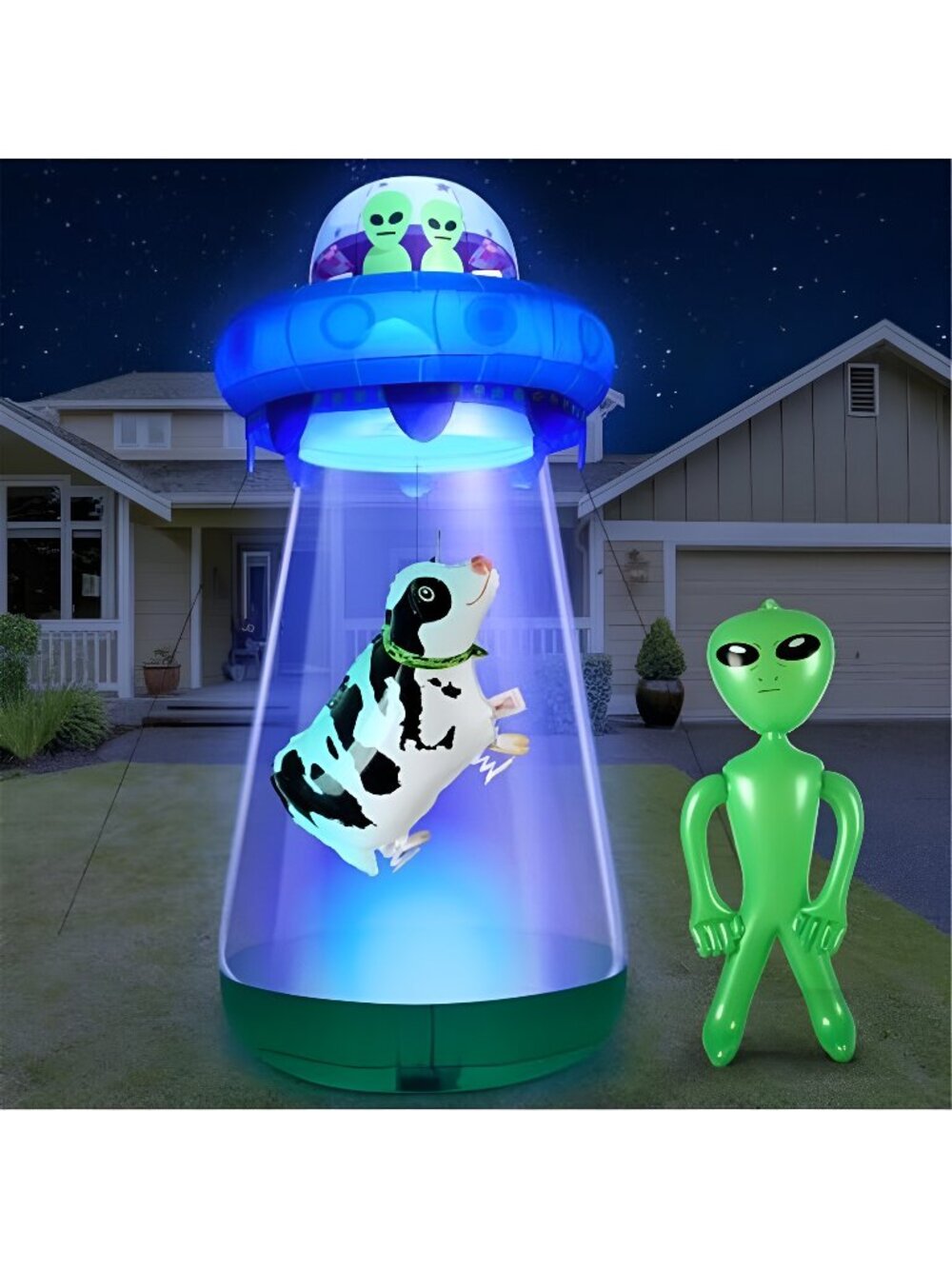9 FT Halloween UFO Cow Alien Inflatable Outdoor Decor with LED